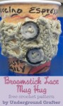 Broomstick Lace Mug Hug, free crochet pattern by Underground Crafter
