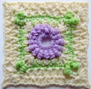 Hydrangea Shrub 6" Square, crochet pattern by Marie Segares.