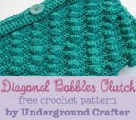 Diagonal Bobbles Clutch, free crochet pattern by Underground Crafter
