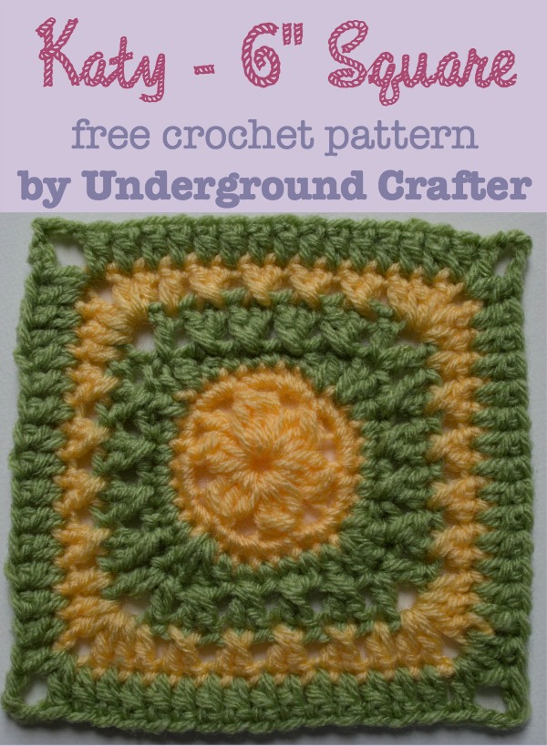Katy - 6" Square, free crochet pattern by Marie Segares/Underground Crafter