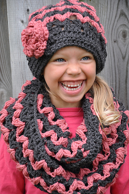 Victoria Slouch Hat and Victoria Infinity Scarf, crochet patterns by Sincerely, Pam.