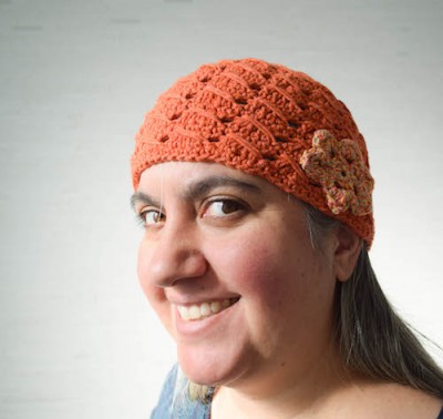 Long Double #Crochet Hat with Flower, pattern by @ucrafter