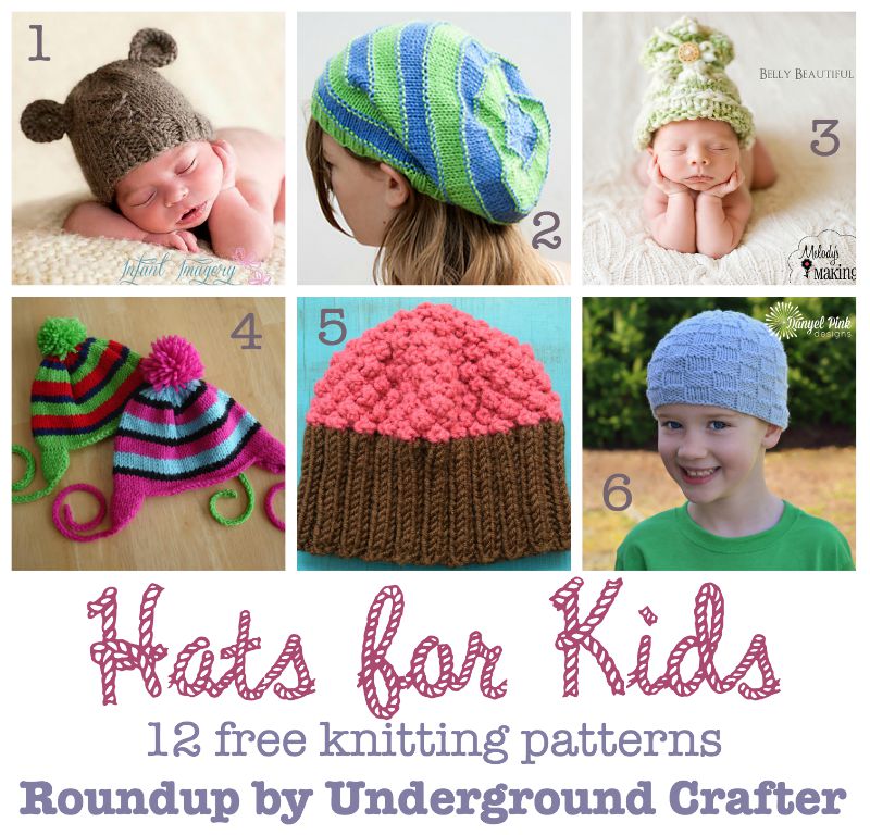 12 Free Knitting Patterns for Hats for Kids - Underground Crafter