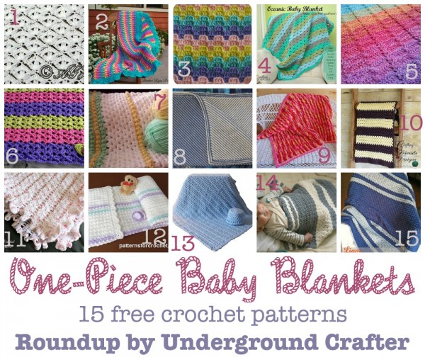 One-Piece Baby Blankets, roundup of 15 free #crochet patterns on Underground Crafter
