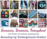 Grannies, Grannies, Everywhere! Roundup of 15 free crochet patterns using granny squares, granny stripes, and granny ripples, curated by Underground Crafter.
