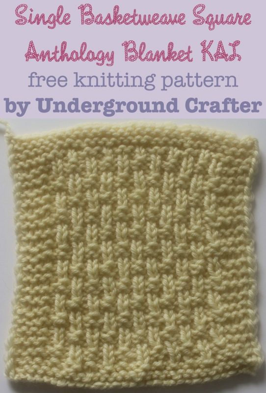 Single Basketweave Square, free knitting pattern by Underground Crafter | Anthology Blanket KAL