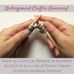 Clover Takumi circular knitting needles giveaway on Underground Crafter | Enter through December 15, 2016 for your chance to win a pair of Clover Takumi circular needles in your choice of size.