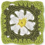 Crochet pattern: April Daisy Square by Margaret Hubert from Granny Square Flowers with book review via Underground Crafter