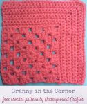 Crochet pattern: Granny in the Corner in Red Heart With Love yarn by Underground Crafter | This motif combines the traditional granny square with a mitered square to create an interesting combination of lace and solid spaces. This is one of several motifs used in the Classic Granny with a Twist Blanket.