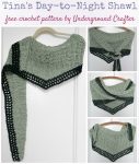 Tina's Day-to-Night Shawl, free crochet pattern in Wool and the Gang Tina Tape yarn by Underground Crafter | This easy-to-make, large shawl transitions seamlessly from day-to-night with you. It’s perfect for wearing to work, with jeans, or when dressed up for a night out. The tencel yarn creates excellent drape.