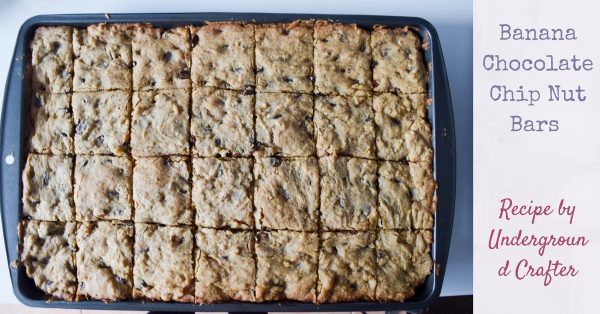 Banana Chocolate Chip Nut Bars recipe by Underground Crafter | These tasty bars are a great way to use up over-ripe bananas.