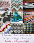 Collage of crocheted ripple blankets | Roundup: 9 Free Crochet Patterns for Gorgeous Ripple Blankets