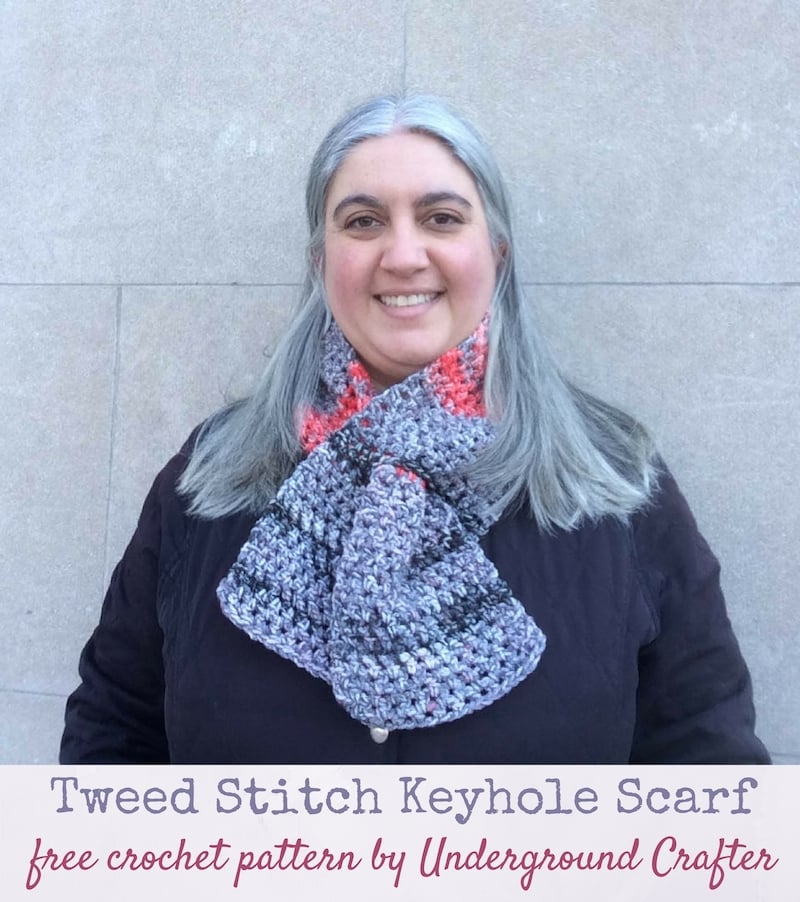 Crochet Pattern Tweed Stitch Keyhole Scarf Underground Crafter