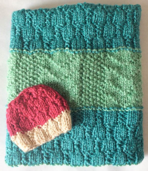 Hummingbird Hat and Baby Bird Blanket, free knitting patterns by Underground Crafter in Lion Brand Heartland