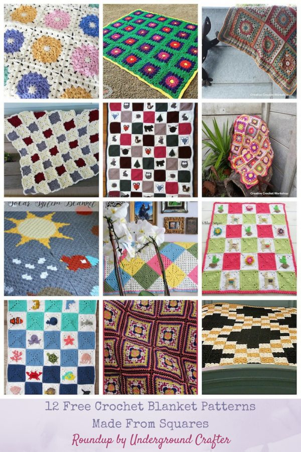 Roundup: 12 Free Crochet Blanket Patterns Made From Squares via Underground Crafter