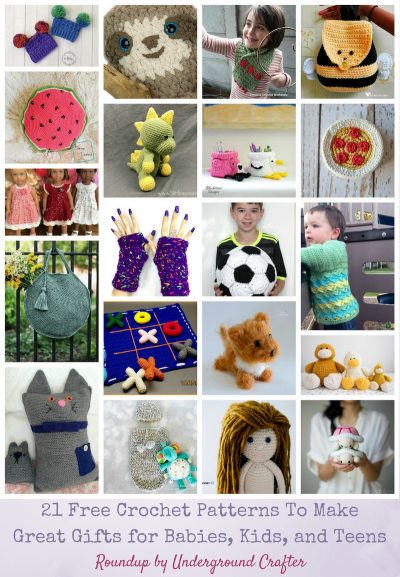 Roundup: 21 Free Crochet Patterns To Make Great Gifts for Babies, Kids, and Teens via Underground Crafter