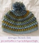 Arruga Stitch Hat, free crochet pattern in Red Heart Colorscape yarn by Underground Crafter