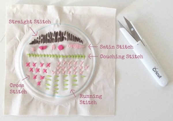 Boho Stitch Sampler Pillow with Cricut Maker Tutorial by Underground Crafter | Embroidery sampler removed from hoop