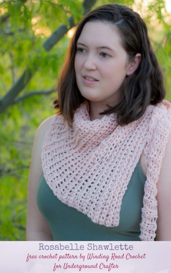 Free crochet pattern: Rosabelle Shawlette by Winding Road Crochet for Underground Crafter