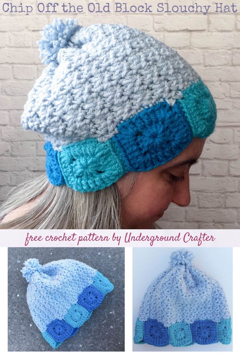Chip Off the Old Block Slouchy Crochet Hat Pattern - Underground Crafter